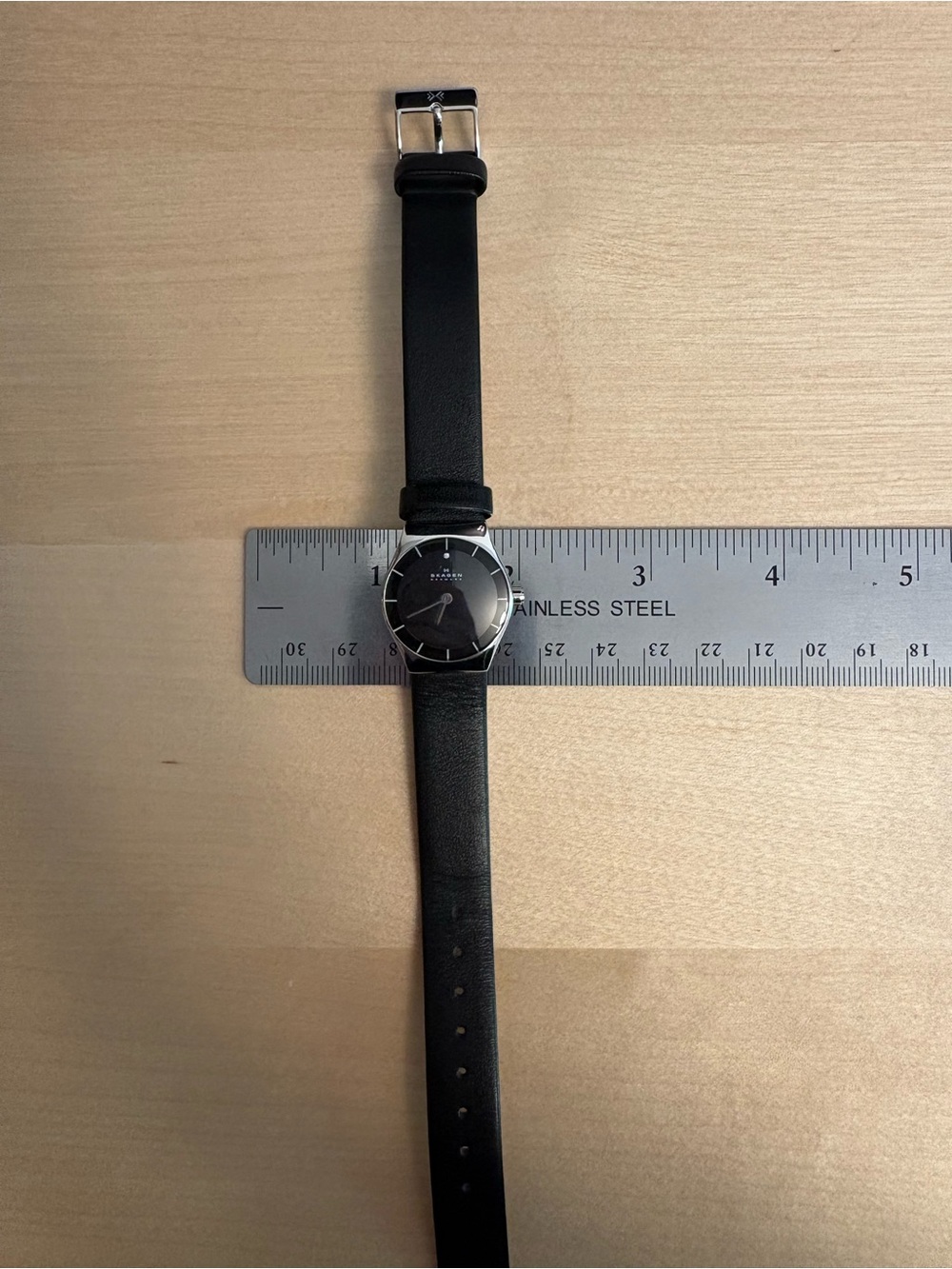 Skagen Minimalist Black Leather Watch